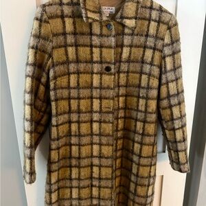Plaid Wool Blend Coat